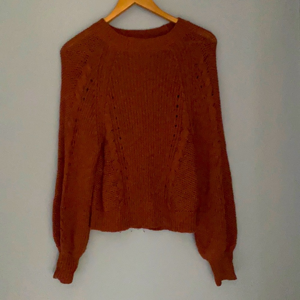 Rust cinched sleeved sweater